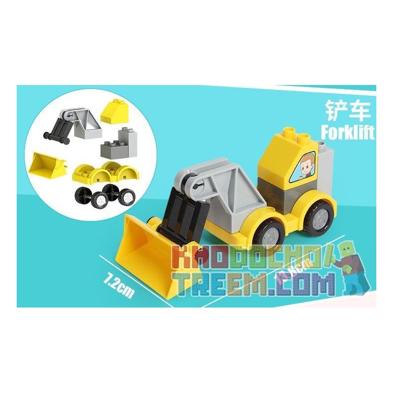 FEELO 1601D Xếp hình kiểu    Forklitft Lắp Ráp Xe Nâng 8 khối