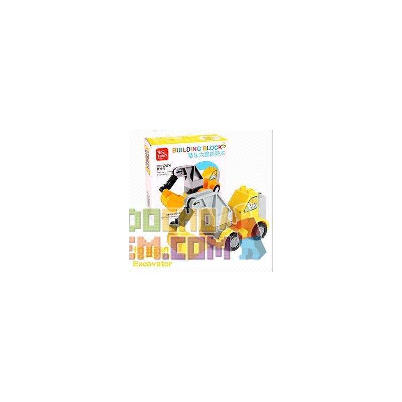 Feelo 1601E Xếp hình kiểu LEGO Duplo Excavator Máy xúc 9 khối Feelo 1601E Xếp hình kiểu LEGO Duplo Excavator Máy xúc 9 khối