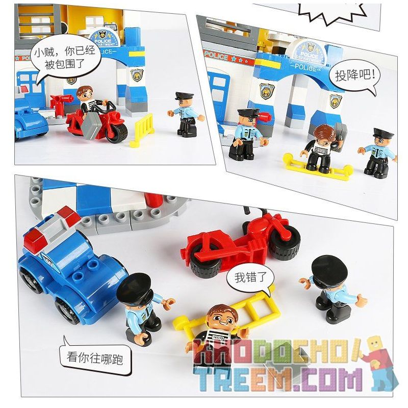 FEELO 1628 Xếp hình kiểu    Police Station Lắp Ráp Trụ Sở Cảnh Sát 140 khối