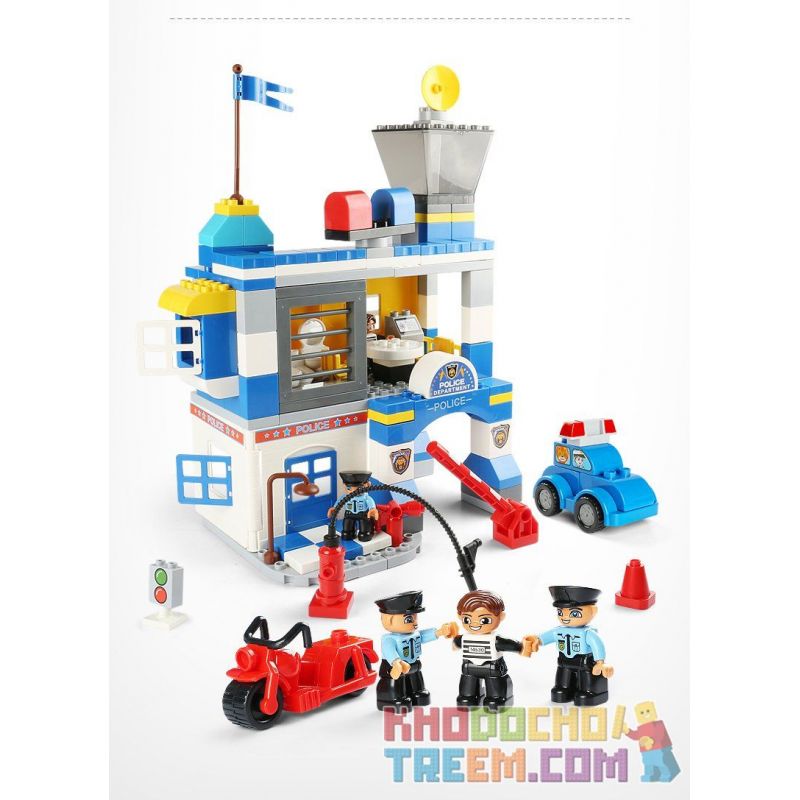 FEELO 1628 Xếp hình kiểu    Police Station Lắp Ráp Trụ Sở Cảnh Sát 140 khối