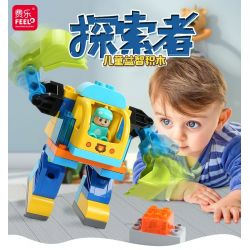 FEELO 1614 Xếp hình kiểu    Excavator Robot Assembly Lắp Ráp Robot Máy Xúc 36 khối