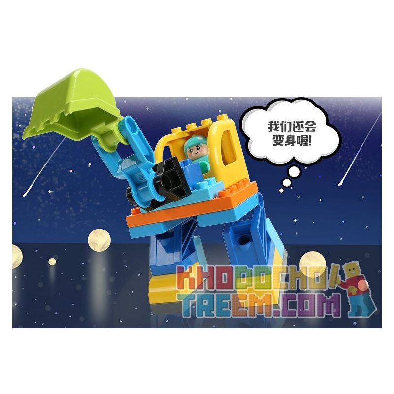 FEELO 1614 Xếp hình kiểu    Excavator Robot Assembly Lắp Ráp Robot Máy Xúc 36 khối