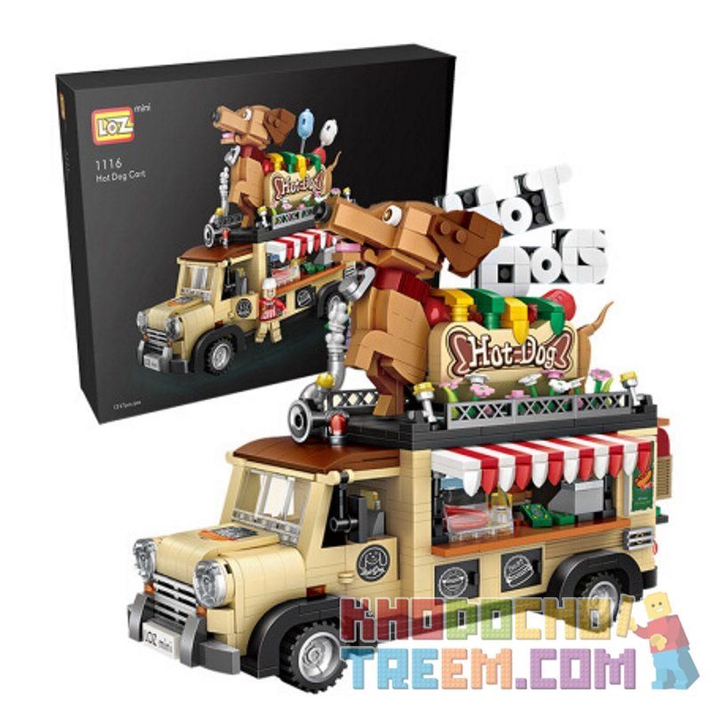 LOZ 1116 non  XE XÚC XÍCH bộ đồ chơi xếp lắp ráp ghép mô hình City HOT DOG CAR MODEL Thành Phố 1317 khối LOZ 1116 non  XE XÚC XÍCH bộ đồ chơi xếp lắp ráp ghép mô hình City HOT DOG CAR MODEL Thành Phố 1317 khối