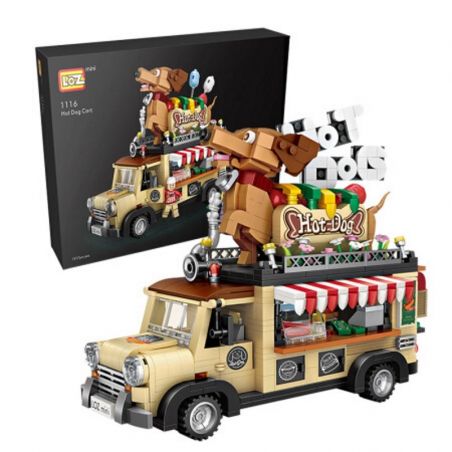 LOZ 1116 non  XE XÚC XÍCH bộ đồ chơi xếp lắp ráp ghép mô hình City HOT DOG CAR MODEL Thành Phố 1317 khối