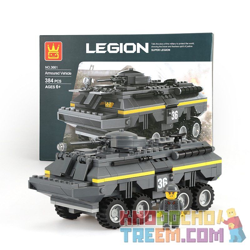 WANGE 3661 non  XE BỌC THÉP CHIẾN ĐẤU bộ đồ chơi xếp lắp ráp ghép mô hình Military Army LEGION AMOURED VEHICLE Quân Sự Bộ Đội 384 khối