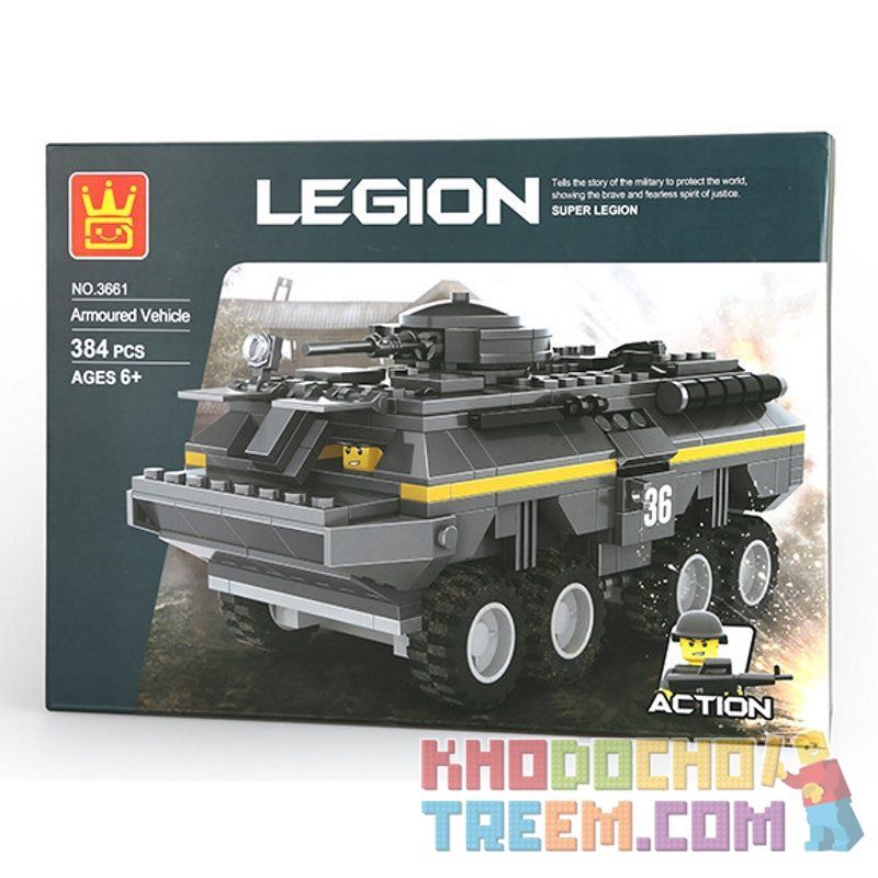 WANGE 3661 non Lego XE BỌC THÉP CHIẾN ĐẤU bộ đồ chơi xếp lắp ráp ghép mô hình Military Army LEGION AMOURED VEHICLE Quân Sự Bộ Đội 384 khối