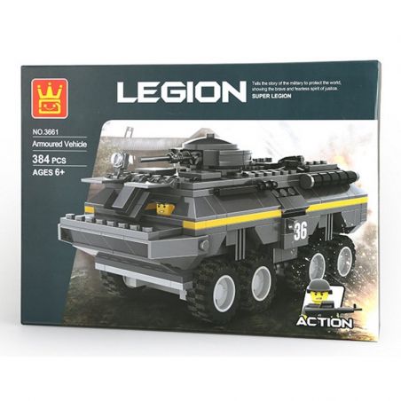 WANGE 3661 non  XE BỌC THÉP CHIẾN ĐẤU bộ đồ chơi xếp lắp ráp ghép mô hình Military Army LEGION AMOURED VEHICLE Quân Sự Bộ Đội 384 khối