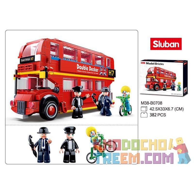 SLUBAN M38-B0708 B0708 0708 M38B0708 38-B0708 non  XE BUÝT LUÂN ĐÔN MÀU ĐỎ bộ đồ chơi xếp lắp ráp ghép mô hình Racers MODEL BRICKS Đua Tốc Độ 382 khối