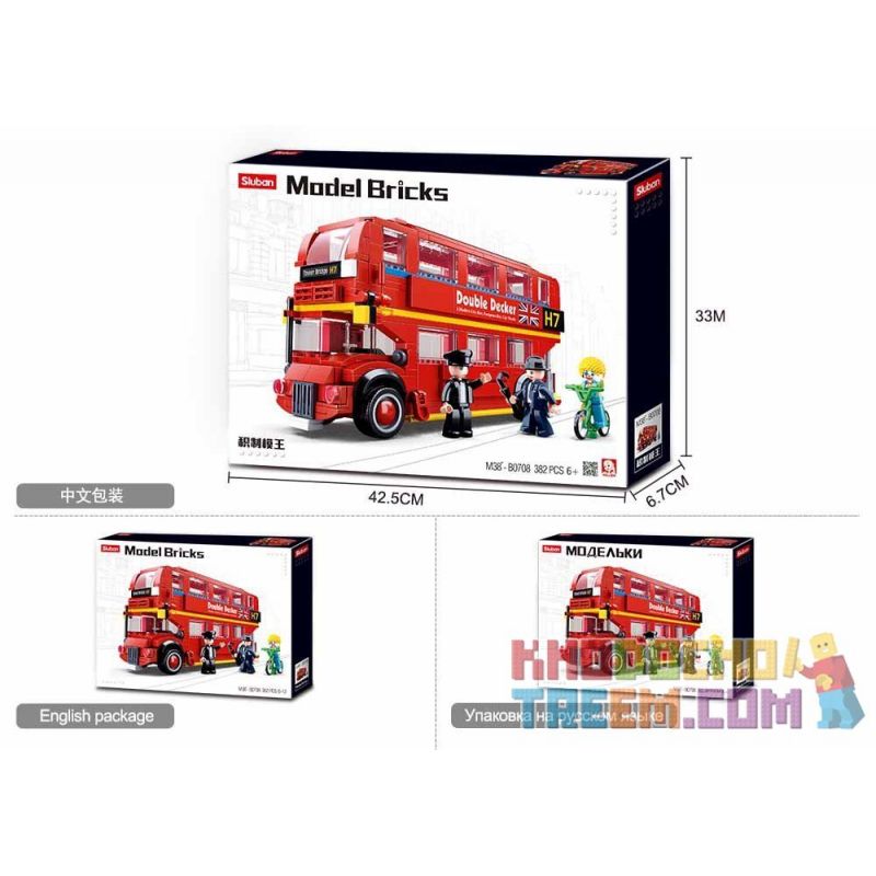 SLUBAN M38-B0708 B0708 0708 M38B0708 38-B0708 non  XE BUÝT LUÂN ĐÔN MÀU ĐỎ bộ đồ chơi xếp lắp ráp ghép mô hình Racers MODEL BRICKS Đua Tốc Độ 382 khối