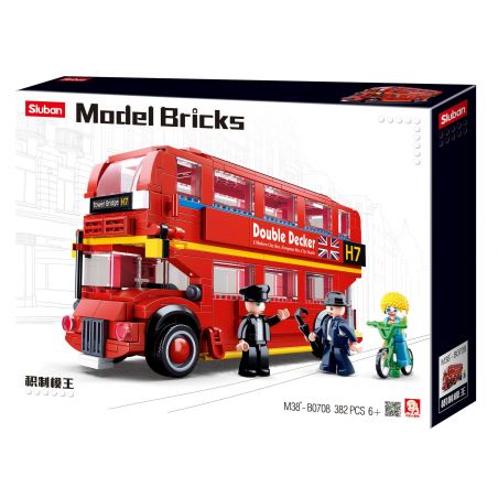 SLUBAN M38-B0708 B0708 0708 M38B0708 38-B0708 non  XE BUÝT LUÂN ĐÔN MÀU ĐỎ bộ đồ chơi xếp lắp ráp ghép mô hình Racers MODEL BRICKS Đua Tốc Độ 382 khối