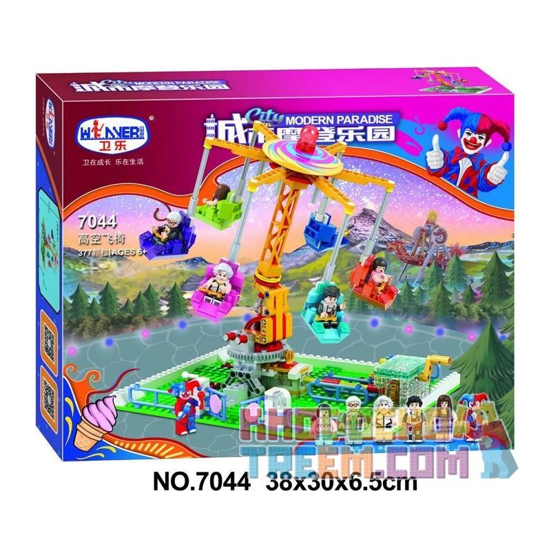 Winner 7044 Xếp hình kiểu Lego City Modern Paradise High-altitude Flying Chair đu Quay đảo đứng 377 khối