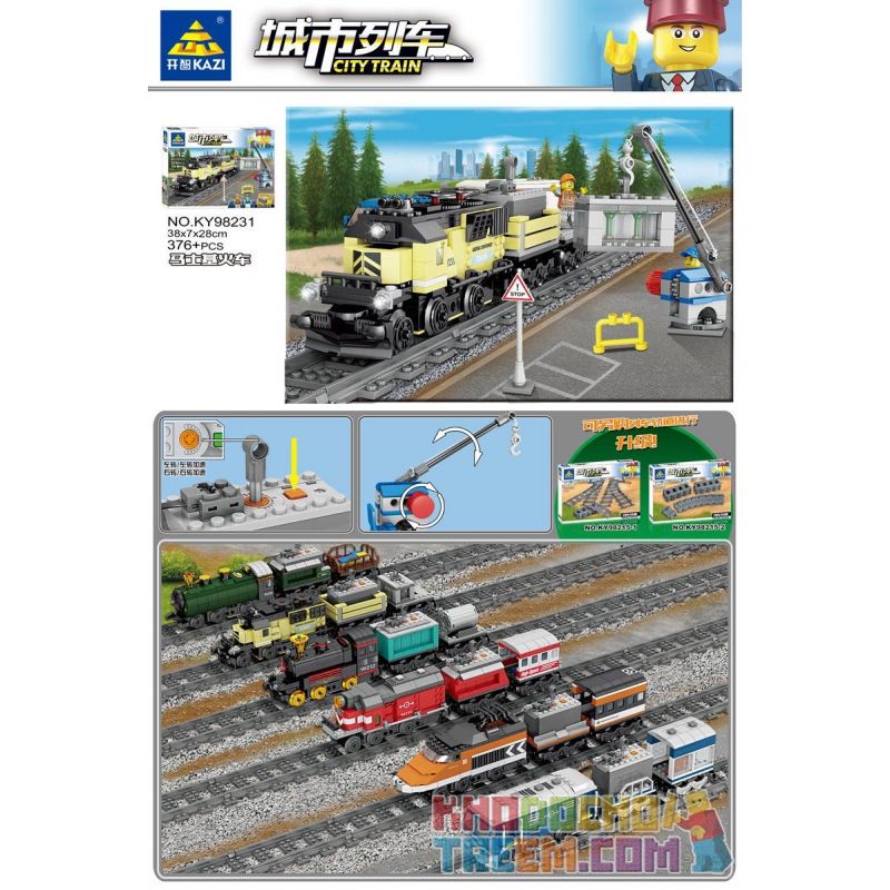 Kazi KY98231 98231 Xếp hình kiểu Lego TRAINS City Train Maersk Train (small) Tàu Hỏa Chạy Bằng động Cơ 376 khối có động cơ pin Kazi KY98231 98231 Xếp hình kiểu Lego TRAINS City Train Maersk Train (small) Tàu Hỏa Chạy Bằng động Cơ 376 khối có động cơ pin