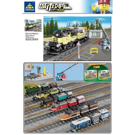 Kazi KY98231 98231 non  TÀU HỎA CHẠY BẰNG ĐỘNG CƠ bộ đồ chơi xếp lắp ráp ghép mô hình Trains CITY TRAIN 376 khối