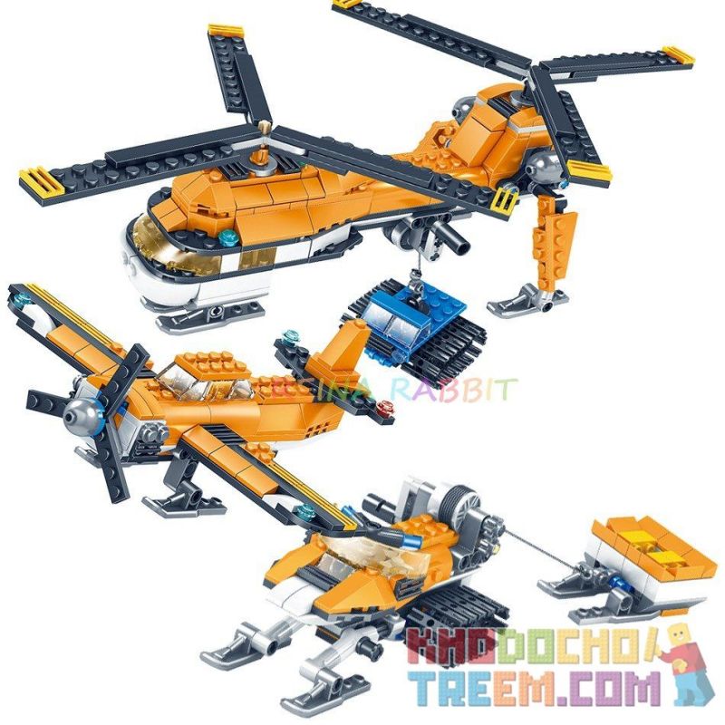 Kazi KY80012 80012 non  MÁY BAY TRỰC THĂNG VẬN TẢI HAI CÁNH QUẠT THỦY PHI CƠ MỘT ĐUÔI XE TRƯỢT TUYẾT BÁNH XÍCH bộ đồ chơi xếp lắp ráp ghép mô hình Creator 3 In 1 Sáng Tạo Với 3 Mẫu 348 khối