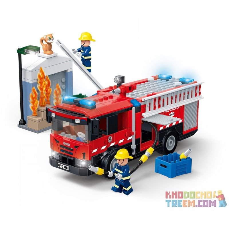 GUDI 9222 non Lego XE CỨU HỎA KHẨN CẤP bộ đồ chơi xếp lắp ráp ghép mô hình City FIREMAN EMERGENCY TRUCK Thành Phố 354 khối