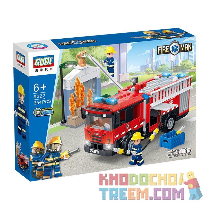 GUDI 9222 non  XE CỨU HỎA KHẨN CẤP bộ đồ chơi xếp lắp ráp ghép mô hình City FIREMAN EMERGENCY TRUCK Thành Phố 354 khối GUDI 9222 non  XE CỨU HỎA KHẨN CẤP bộ đồ chơi xếp lắp ráp ghép mô hình City FIREMAN EMERGENCY TRUCK Thành Phố 354 khối