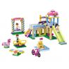 GUDI 9604 non  SÂN CHƠI GỒM CẦU TRƯỢT ĐU QUAY XÍCH ĐU.... bộ đồ chơi xếp lắp ráp ghép mô hình Modern Girls MODERN GIRLS CARNIVAL MANIA Những Cô Gái Hiện Đại 336 khối