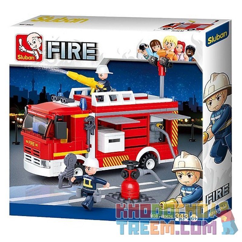 SLUBAN M38-B0626 B0626 0626 M38B0626 38-B0626 non  XE CỨU HỎA JUG bộ đồ chơi xếp lắp ráp ghép mô hình Fire Rescure WATER TANKER FIRE TRUCK 343 khối