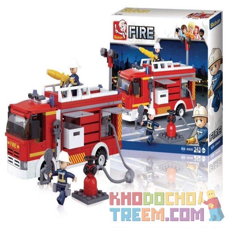 SLUBAN M38-B0626 B0626 0626 M38B0626 38-B0626 non  XE CỨU HỎA JUG bộ đồ chơi xếp lắp ráp ghép mô hình Fire Rescure WATER TANKER FIRE TRUCK 343 khối