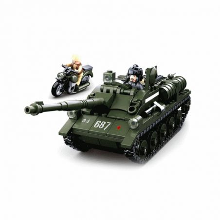 SLUBAN M38-B0687 B0687 0687 M38B0687 38-B0687 non  XE TĂNG SU 65 bộ đồ chơi xếp lắp ráp ghép mô hình World War Ii SU-85 TANK DESTROYER Chiến Tranh Thế Giới Thứ 2 338 khối