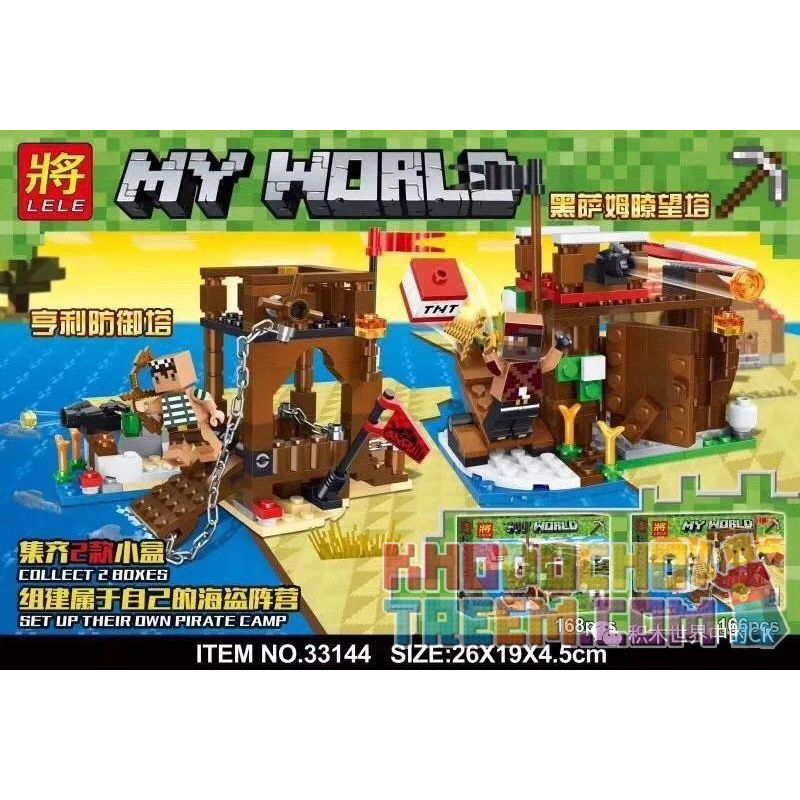 LELE 33144-1 33144-2 33144 non Lego TRẠI HẢI TẶC 2 bộ đồ chơi xếp lắp ráp ghép mô hình Minecraft MY WORLD Game Xây Dựng 334 khối