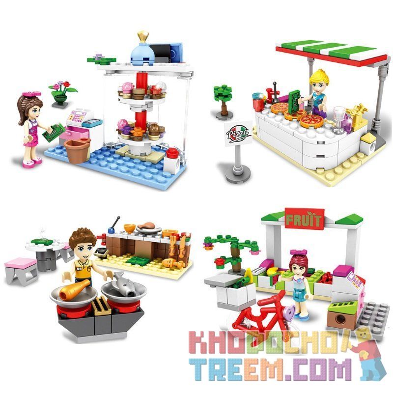 SHENG YUAN SY SY759A 759A SY759B 759B SY759C 759C SY759D 759D non Lego SNACK BAR 4 LOẠI CẢNH PHÙ HỢP bộ đồ chơi xếp lắp ráp ghép mô hình Friends Các Bạn Gái 340 khối