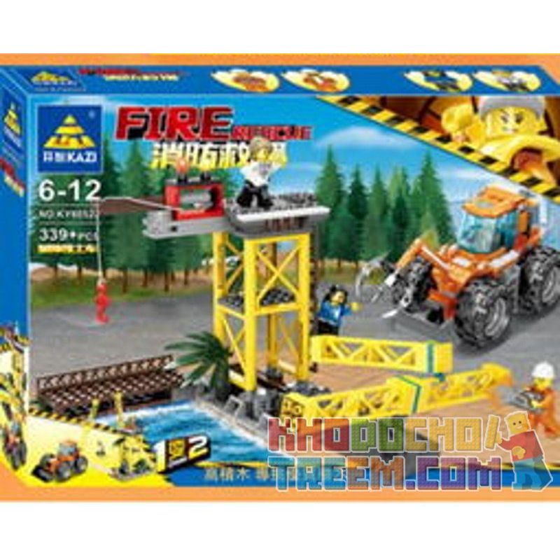 Kazi KY80522 80522 non Lego MÁY ỦI PHÁ CHƯỚNG NGẠI VẬT XE CẨU CỨU HỘ 1 ĐẾN 2 bộ đồ chơi xếp lắp ráp ghép mô hình Fire Rescure FIRE RESCUE Cứu Hỏa 339 khối