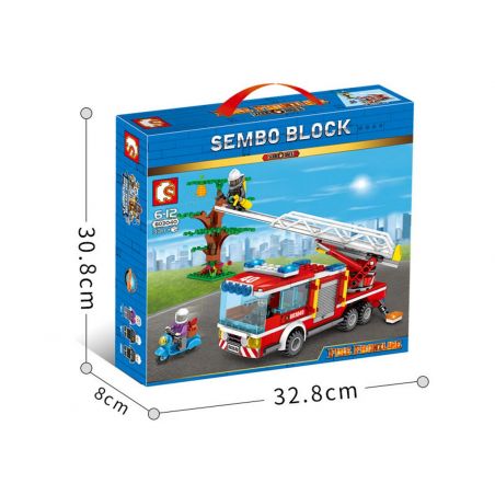 SEMBO 603040 non  XE CỨU HỎA CÓ THANG 2 bộ đồ chơi xếp lắp ráp ghép mô hình Fire Rescure FIRE FRONTLINE 330 khối