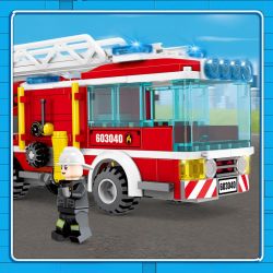 SEMBO 603040 non  XE CỨU HỎA CÓ THANG 2 bộ đồ chơi xếp lắp ráp ghép mô hình Fire Rescure FIRE FRONTLINE 330 khối