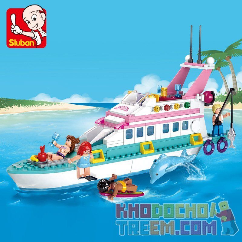 SLUBAN M38-B0609 B0609 0609 M38B0609 38-B0609 non  DU THUYỀN bộ đồ chơi xếp lắp ráp ghép mô hình Girl's Dream LUXURY TACHT Giấc Mơ Con Gái 328 khối