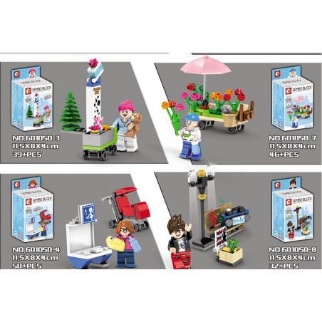 SEMBO 601050 non  CƯ DÂN THÀNH PHỐ 8 bộ đồ chơi xếp lắp ráp ghép mô hình City 325 khối
