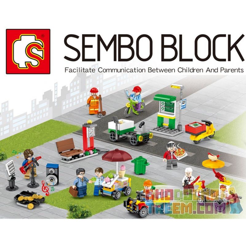 SEMBO 601050 non  CƯ DÂN THÀNH PHỐ 8 bộ đồ chơi xếp lắp ráp ghép mô hình City 325 khối SEMBO 601050 non  CƯ DÂN THÀNH PHỐ 8 bộ đồ chơi xếp lắp ráp ghép mô hình City 325 khối