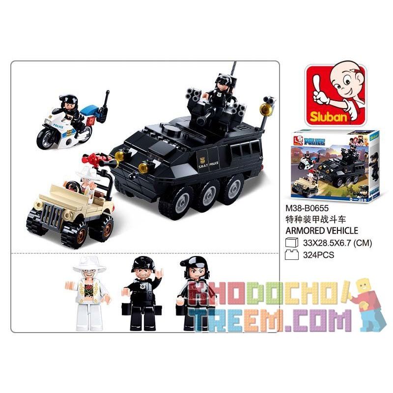 SLUBAN M38-B0655 B0655 0655 M38B0655 38-B0655 non  XE CHIẾN ĐẤU BỌC THÉP ĐẶC BIỆT bộ đồ chơi xếp lắp ráp ghép mô hình Police ARMORED VEHICLE Cảnh Sát 324 khối