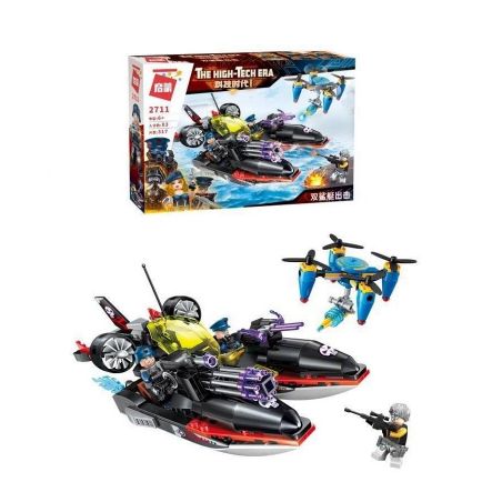 Enlighten 2711 Qman 2711 non  CUỘC TẤN CÔNG CỦA THUYỀN CÁ MẬP bộ đồ chơi xếp lắp ráp ghép mô hình The High-Tech Era Kỷ Nguyên Công Nghệ Cao 317 khối