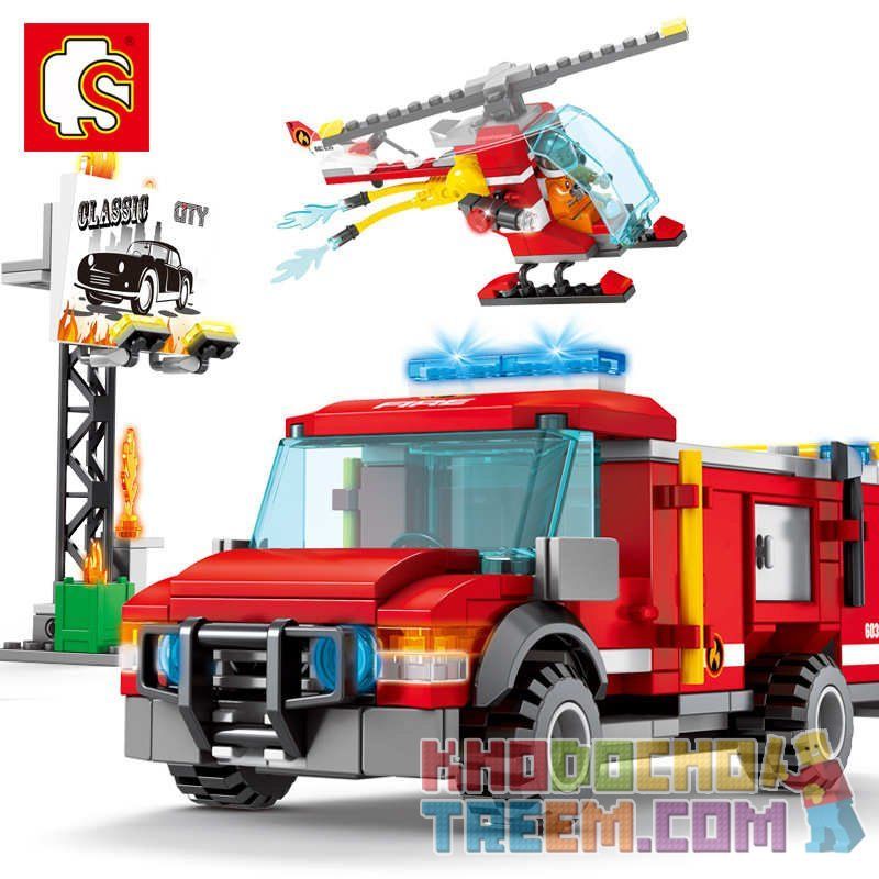 SEMBO 603035 non Lego MÁY BAY TRỰC THĂNG CHỮA CHÁY bộ đồ chơi xếp lắp ráp ghép mô hình Fire Rescure FIRE FRONTLINE Cứu Hỏa 317 khối