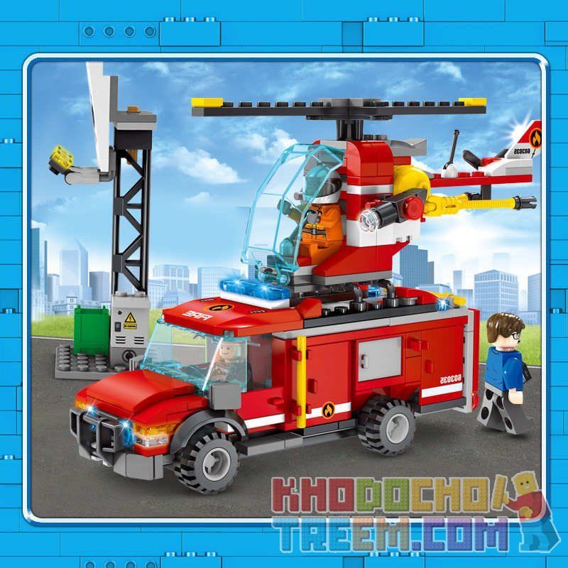 SEMBO 603035 non  MÁY BAY TRỰC THĂNG CHỮA CHÁY bộ đồ chơi xếp lắp ráp ghép mô hình Fire Rescure FIRE FRONTLINE Cứu Hỏa 317 khối