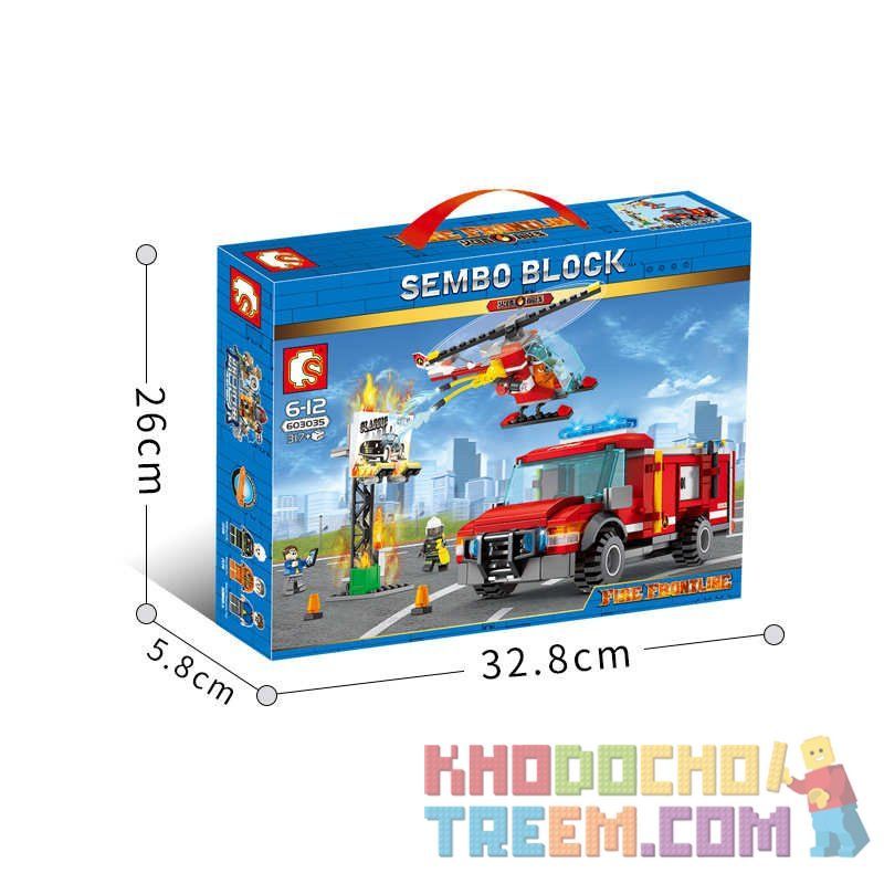 SEMBO 603035 non  MÁY BAY TRỰC THĂNG CHỮA CHÁY bộ đồ chơi xếp lắp ráp ghép mô hình Fire Rescure FIRE FRONTLINE Cứu Hỏa 317 khối