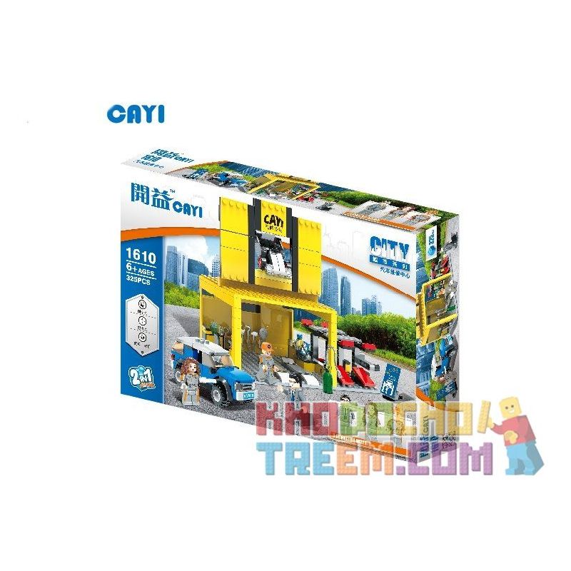 CAYI 1610 non Lego TRUNG TÂM SỬA CHỮA Ô TÔ bộ đồ chơi xếp lắp ráp ghép mô hình City Thành Phố 325 khối