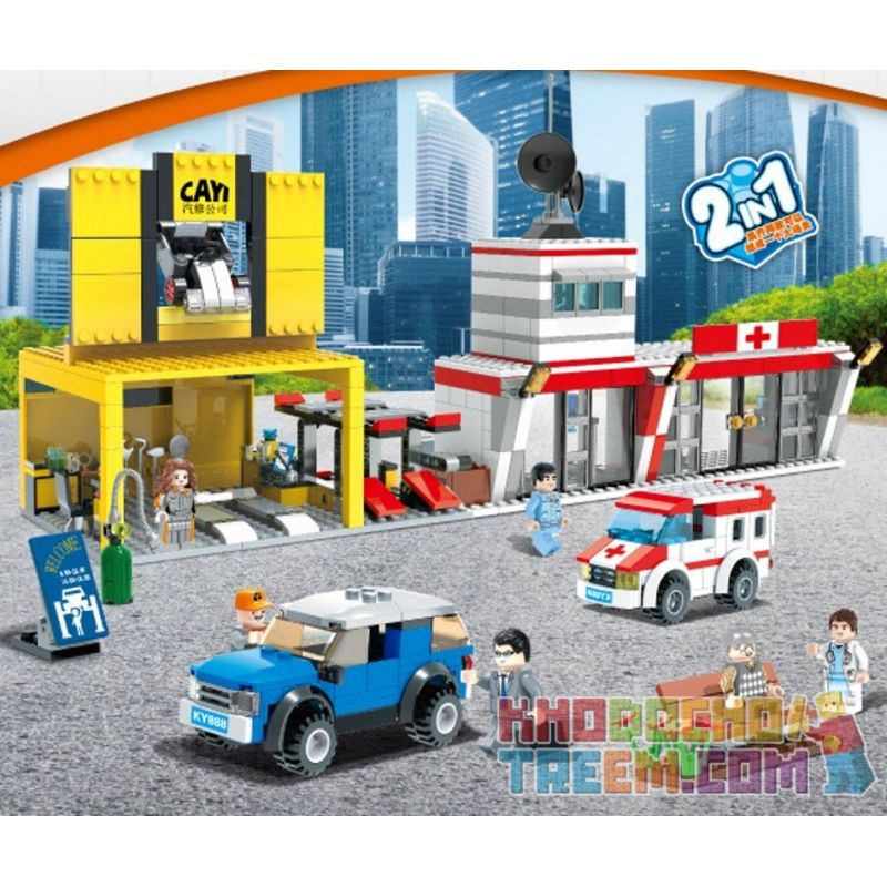 CAYI 1610 non  TRUNG TÂM SỬA CHỮA Ô TÔ bộ đồ chơi xếp lắp ráp ghép mô hình City Thành Phố 325 khối