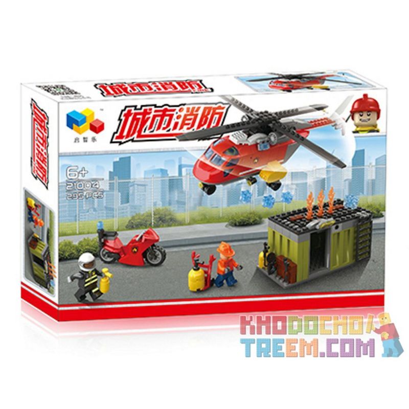 QIZHILE 21004 Xếp hình kiểu  CLASSIC Fire Helicopter Trực Thăng Cứu Hỏa 310 khối