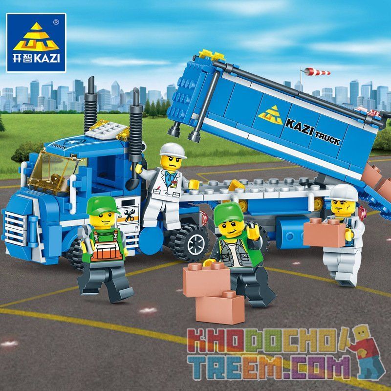 Kazi KY6409 6409 non  MỞ XE TẢI THÔNG MINH bộ đồ chơi xếp lắp ráp ghép mô hình City TRUCK Thành Phố 163 khối