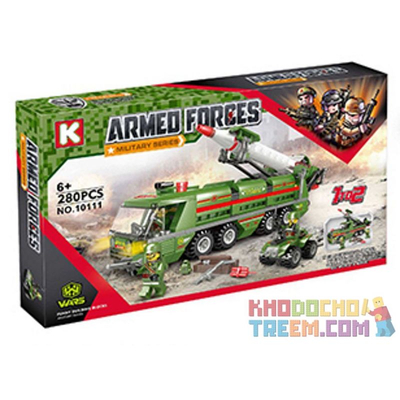 LE DI PIN 10111 Xếp hình kiểu  MILITARY ARMY 2 In 1 Missle-laucher Vehicles Xe Phóng Tên Lửa 2 Trong 1 280 khối