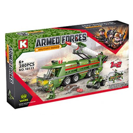 LE DI PIN 10111 Xếp hình kiểu  MILITARY ARMY 2 In 1 Missle-laucher Vehicles Xe Phóng Tên Lửa 2 Trong 1 280 khối