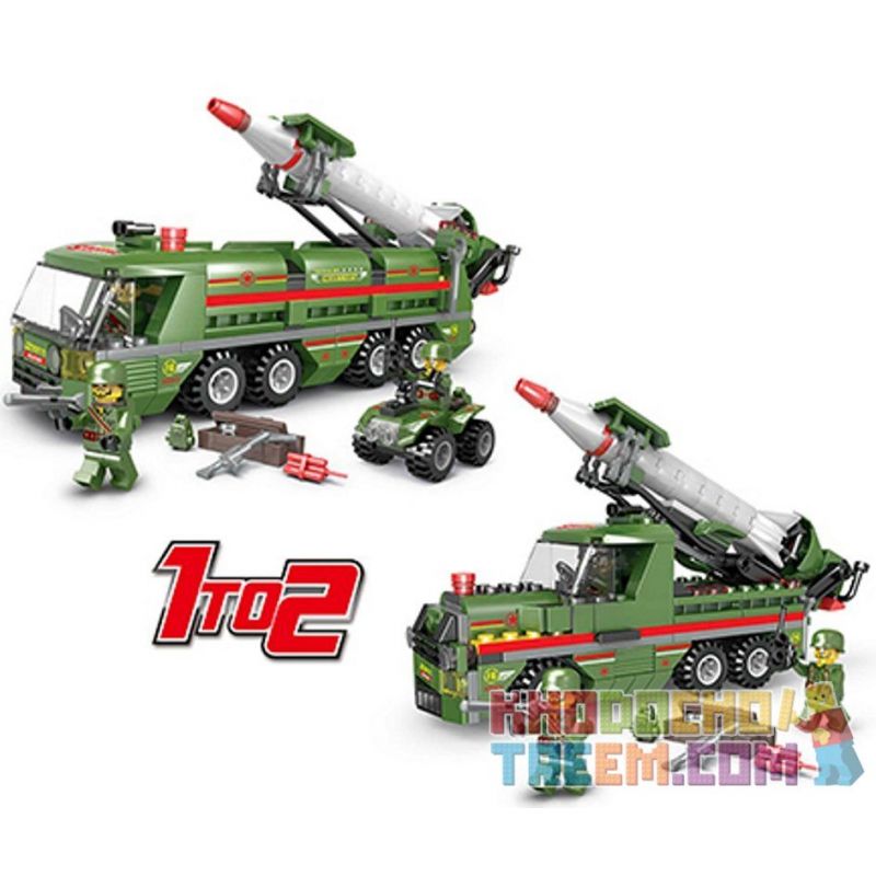 LE DI PIN 10111 Xếp hình kiểu Lego MILITARY ARMY 2 In 1 Missle-laucher Vehicles Xe Phóng Tên Lửa 2 Trong 1 280 khối