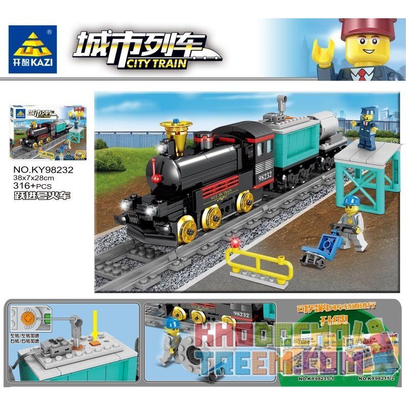 Kazi KY98232 98232 non  TÀU YUEJIN (NHỎ) bộ đồ chơi xếp lắp ráp ghép mô hình Trains CITY TRAIN Tàu Hỏa 316 khối