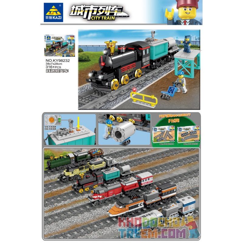 Kazi KY98232 98232 non  TÀU YUEJIN (NHỎ) bộ đồ chơi xếp lắp ráp ghép mô hình Trains CITY TRAIN Tàu Hỏa 316 khối