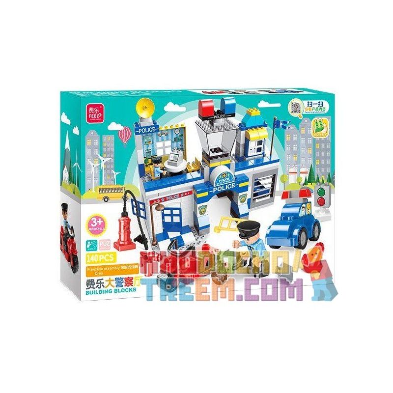 FEELO 1628 Xếp hình kiểu    Police Station Lắp Ráp Trụ Sở Cảnh Sát 140 khối