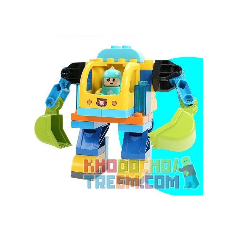 Feelo 1614 Xếp hình kiểu LEGO Duplo Excavator robot assembly lắp ráp robot máy xúc 36 khối Feelo 1614 Xếp hình kiểu LEGO Duplo Excavator robot assembly lắp ráp robot máy xúc 36 khối