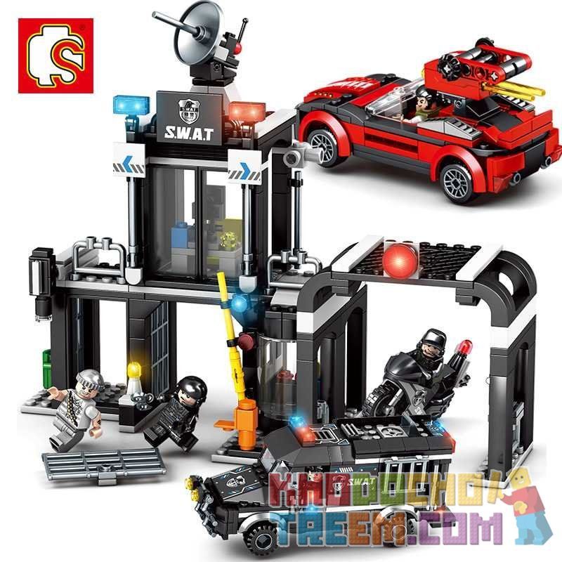 SEMBO 102437 Xếp hình kiểu Lego SWAT SPECIAL FORCE Black Eagle Gangster Robbery Bảo Vệ đồn Cảnh Sát 638 khối SEMBO 102437 Xếp hình kiểu Lego SWAT SPECIAL FORCE Black Eagle Gangster Robbery Bảo Vệ đồn Cảnh Sát 638 khối