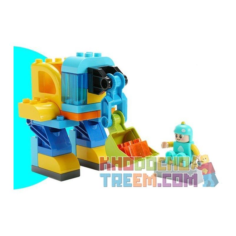 FEELO 1614 Xếp hình kiểu    Excavator Robot Assembly Lắp Ráp Robot Máy Xúc 36 khối